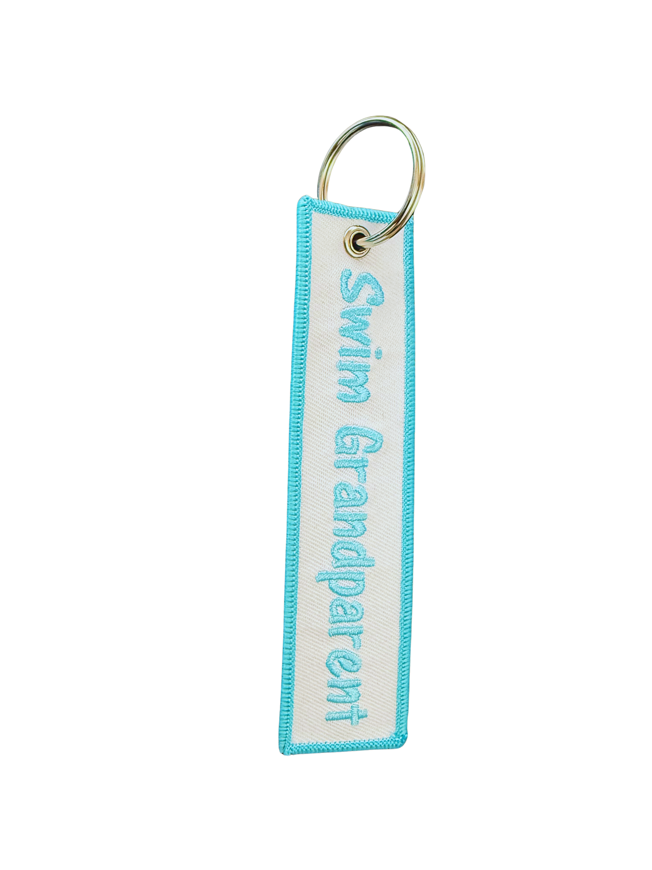 Keychain embroidered - Swim Grandparent - Aqua Blue