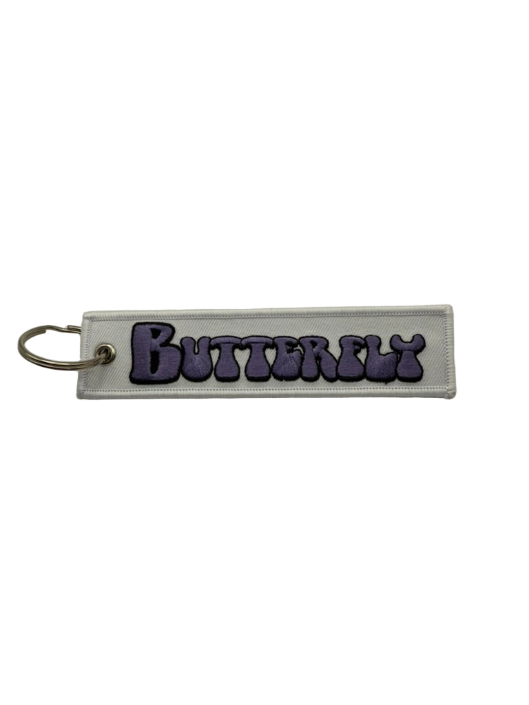 Keychain embroidered - Butterfly Est 1952 - Purple