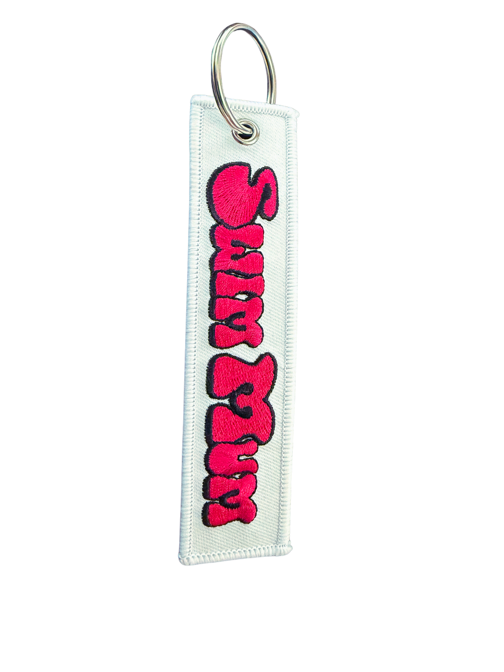 Keychain embroidered - Swim Mum - Cerise