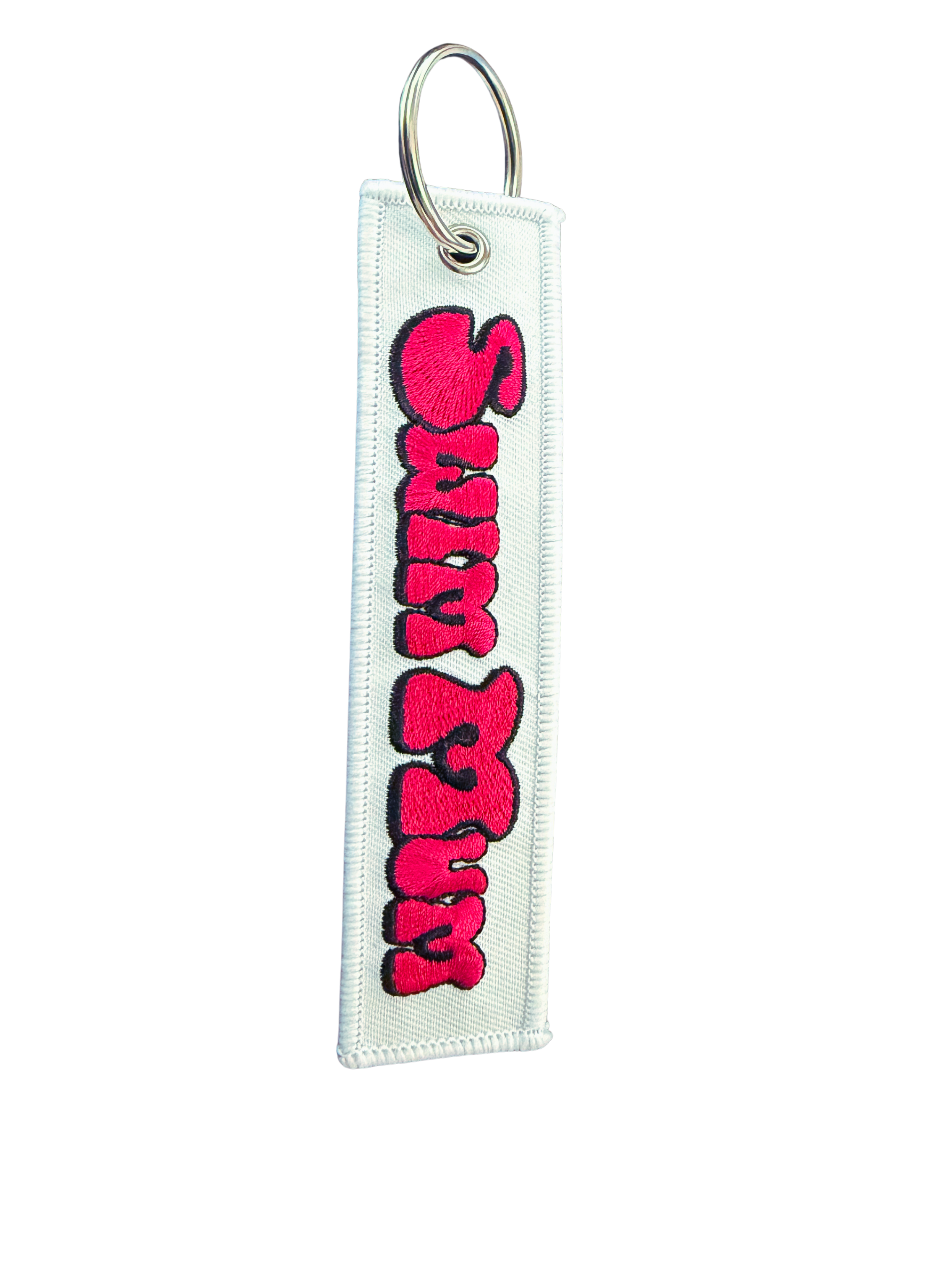 Keychain embroidered - Swim Mum - Cerise