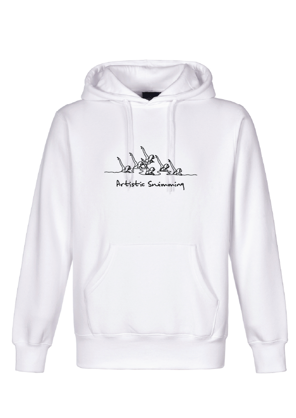 ARTISTIC SWIMMING X 6 - WHITE HOODIE - BLACK