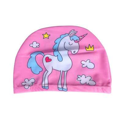 POLYESTER FABRIC SWIM CAP - SINGLE QTY - UNICORN