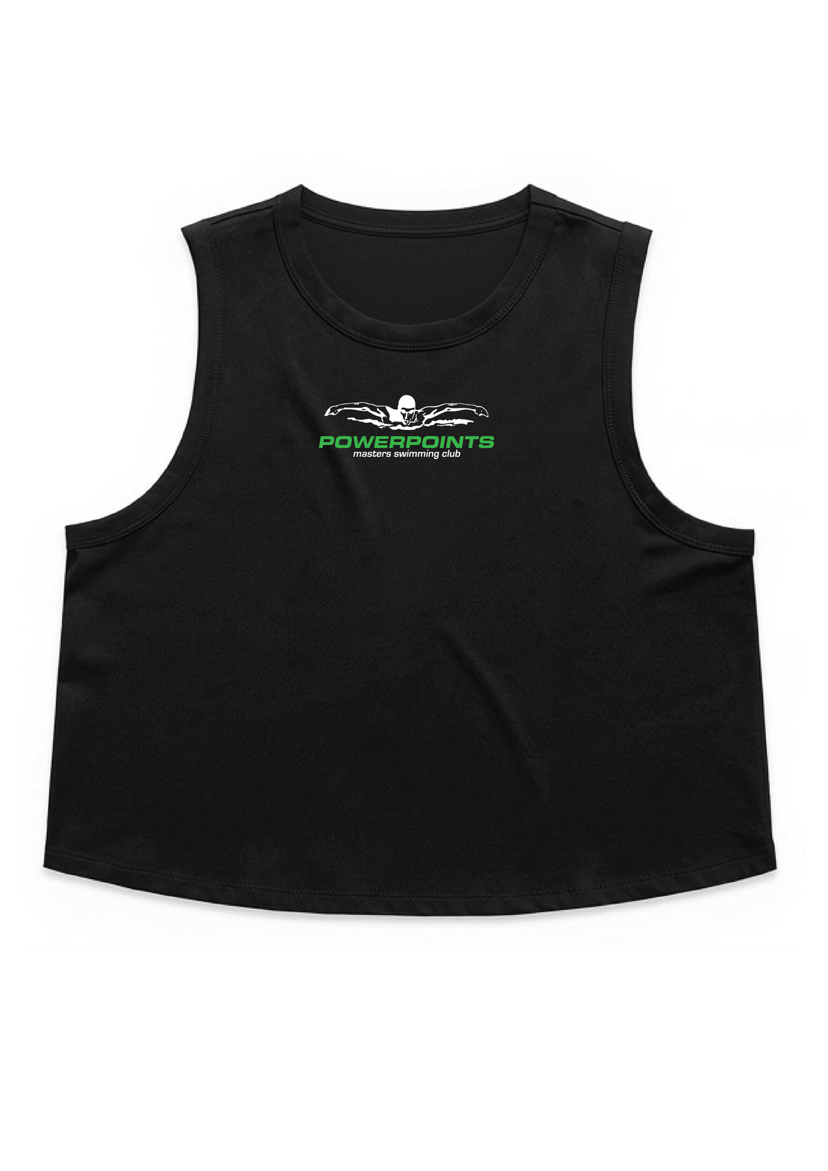 POWERPOINTS CROP SLEEVELESS TANK - BLACK