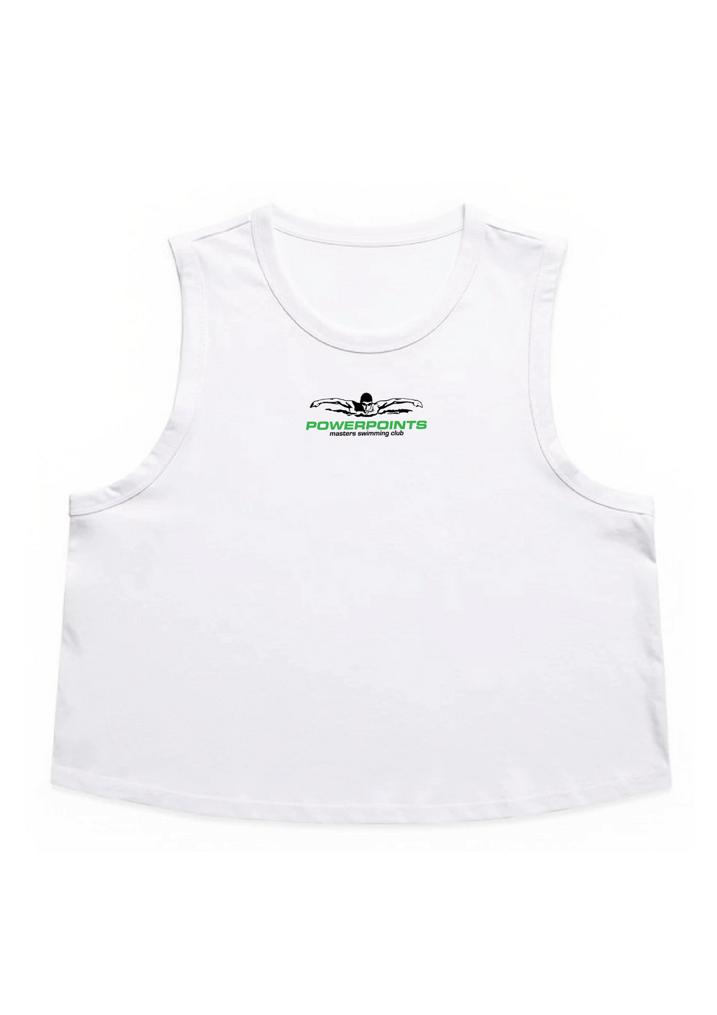 POWERPOINTS CROP SLEEVELESS TANK - WHITE