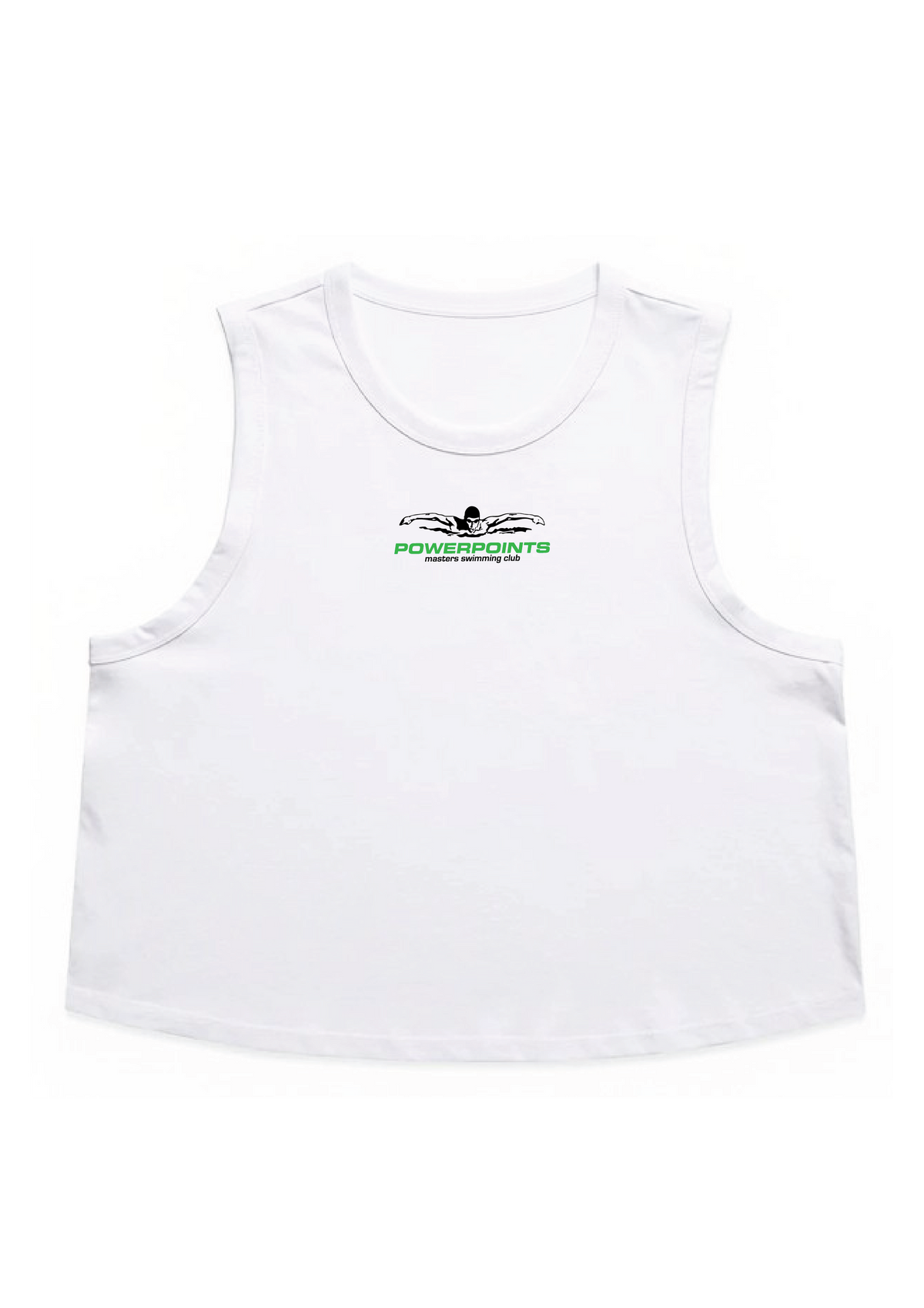 POWERPOINTS CROP SLEEVELESS TANK - WHITE
