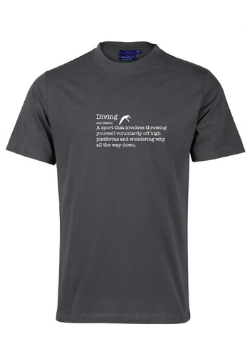 Diving ) Noun) short sleeve cotton tee - steel grey