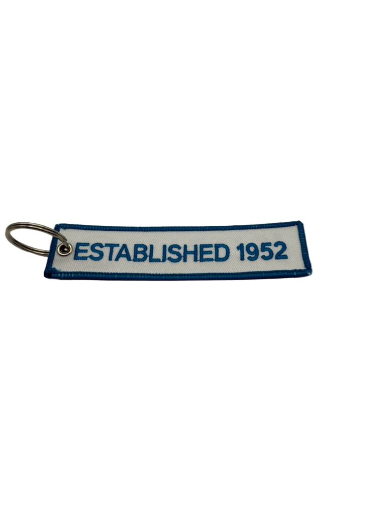 Keychain embroidered - Butterfly Est 1952 - Blue