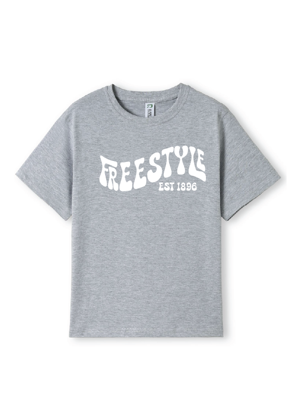 NEW PUFF PRINT STROKE TEES  - GREY MARLE/WHITE