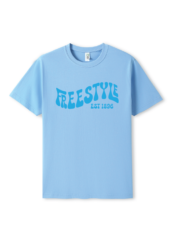 NEW PUFF PRINT STROKE TEES  - BLUE/BLUE