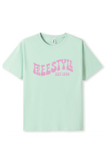 NEW PUFF PRINT STROKE TEES  - MINT/PINK