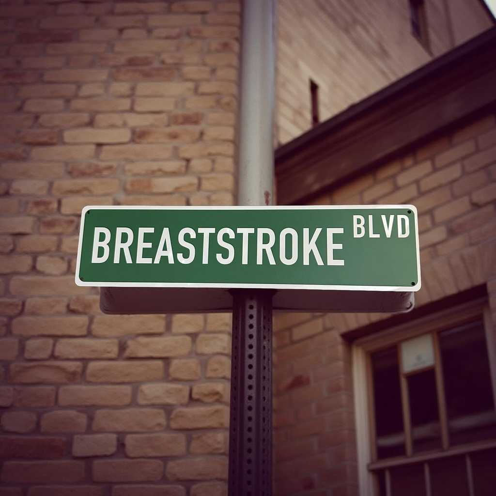 STREET SIGN  - BREASTSTROKE BLVD - GREEN/WHITE