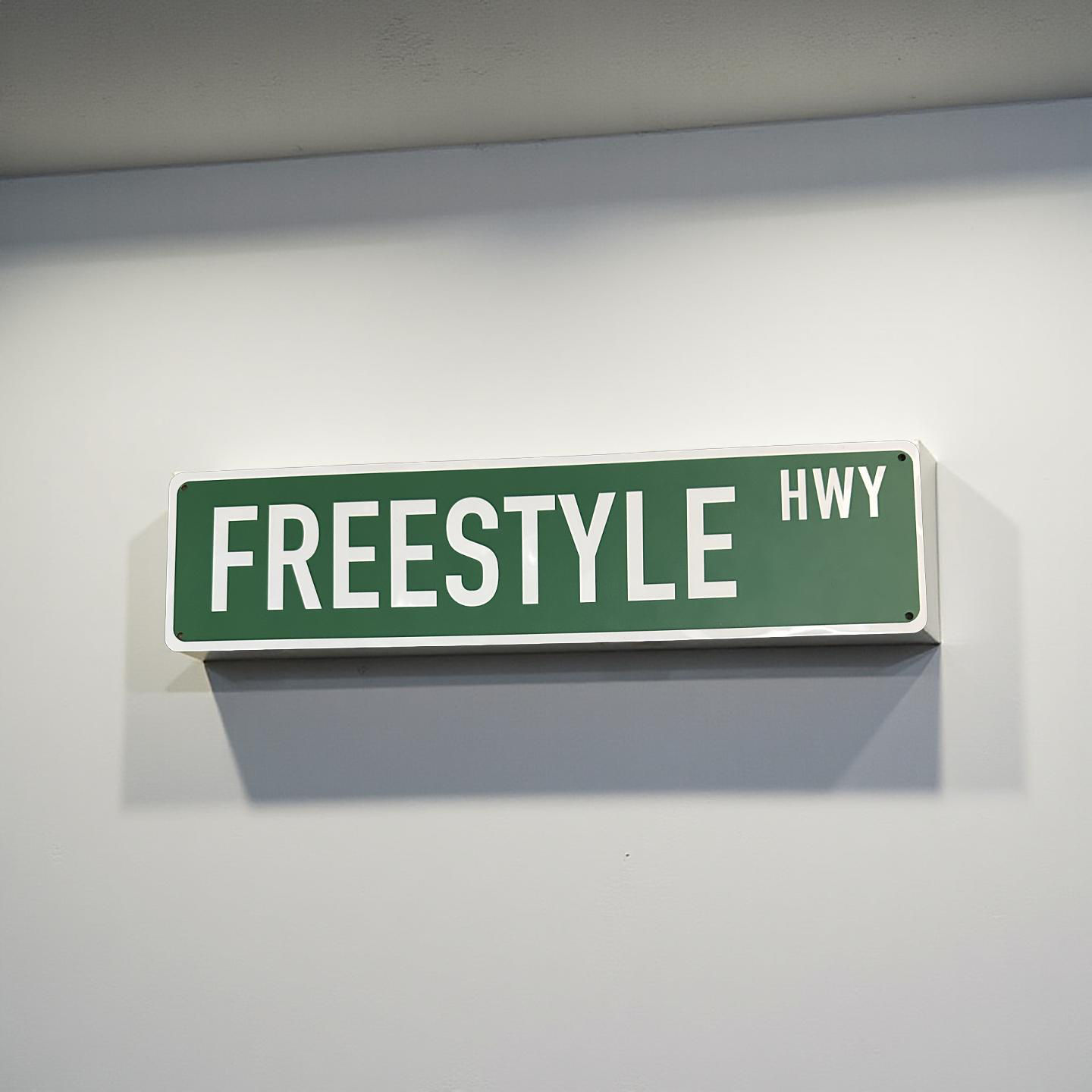 STREET SIGN  - FREESTYLE HWY - GREEN/WHITE