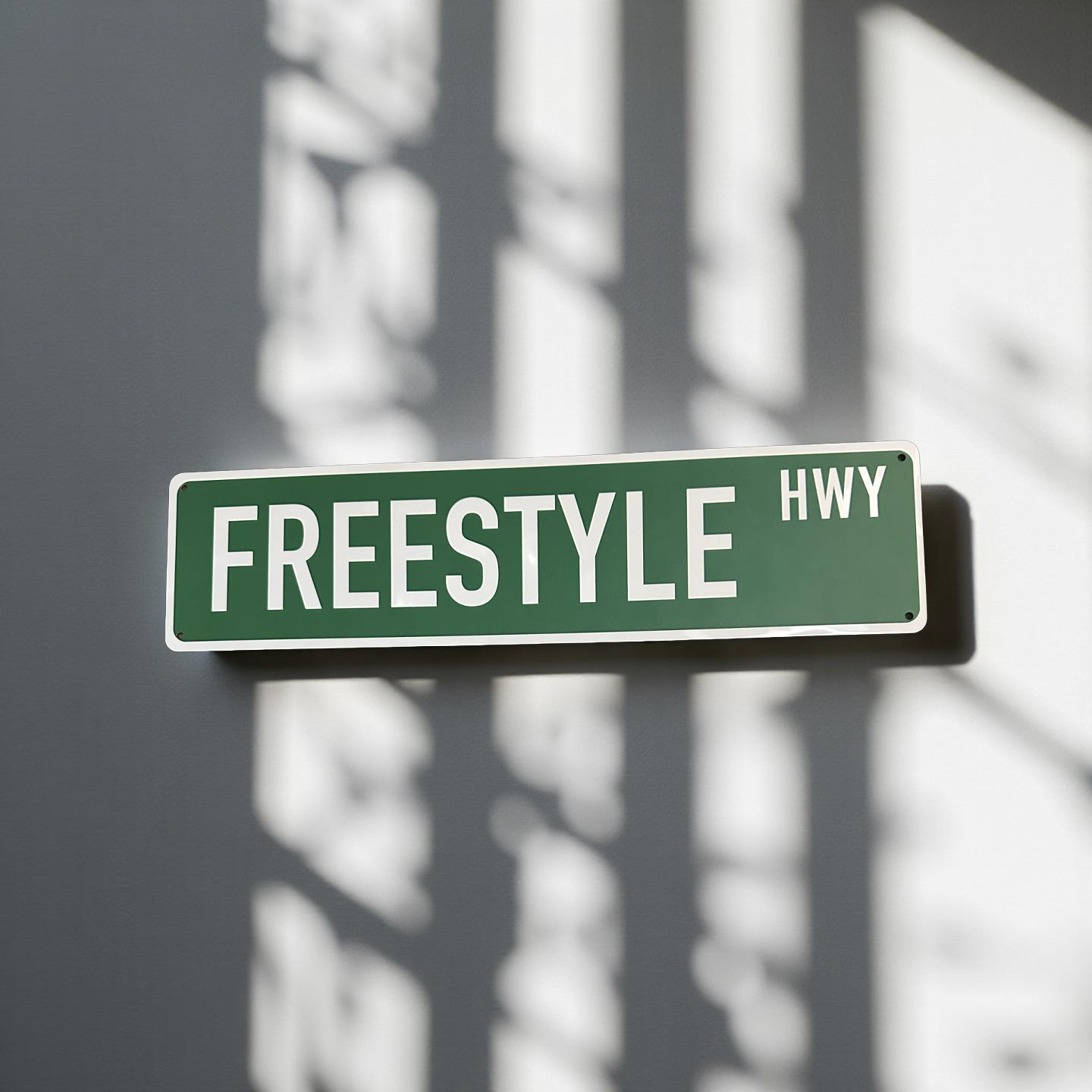 STREET SIGN  - FREESTYLE HWY - GREEN/WHITE