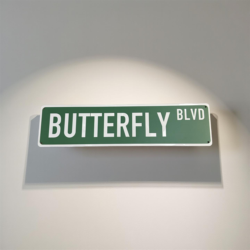 STREET SIGN  - BUTTERFLY BLVD - GREEN/WHITE