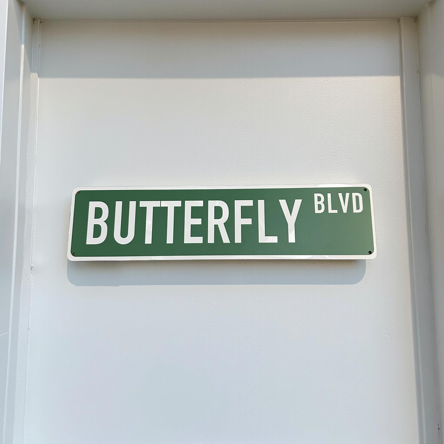 STREET SIGN  - BUTTERFLY BLVD - GREEN/WHITE