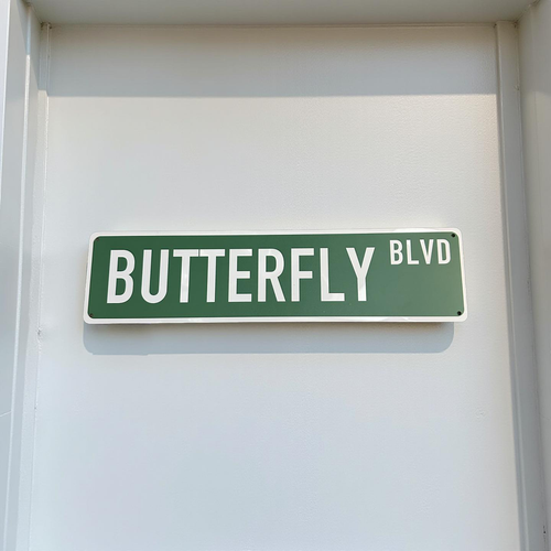 STREET SIGN  - BUTTERFLY BLVD - GREEN/WHITE