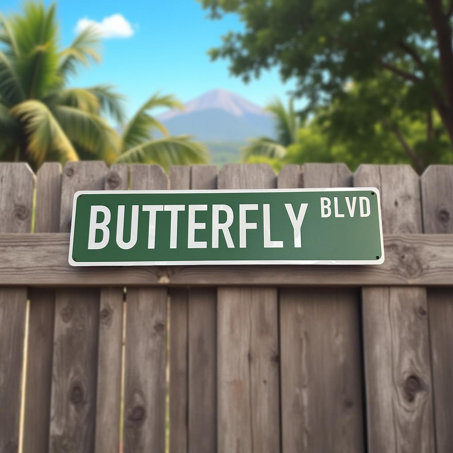 STREET SIGN  - BUTTERFLY BLVD - GREEN/WHITE