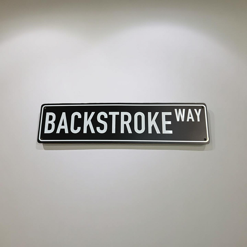 STREET SIGN  - BACKSTROKE WAY - BLACK/WHITE