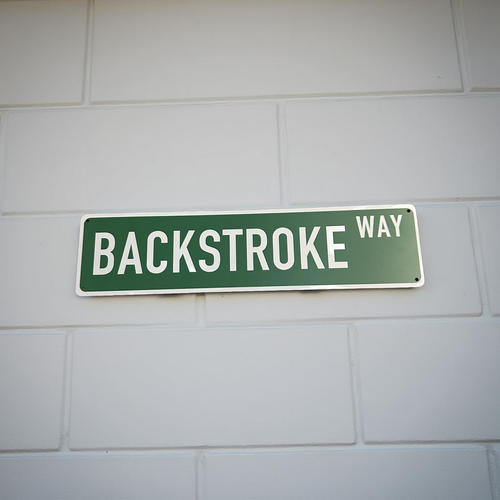 STREET SIGN  - BACKSTROKE WAY - GREEN/WHITE