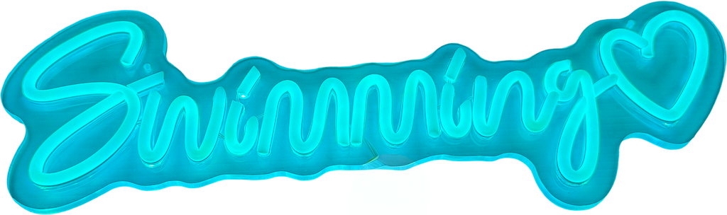 Swimming neon sign - Light Blue