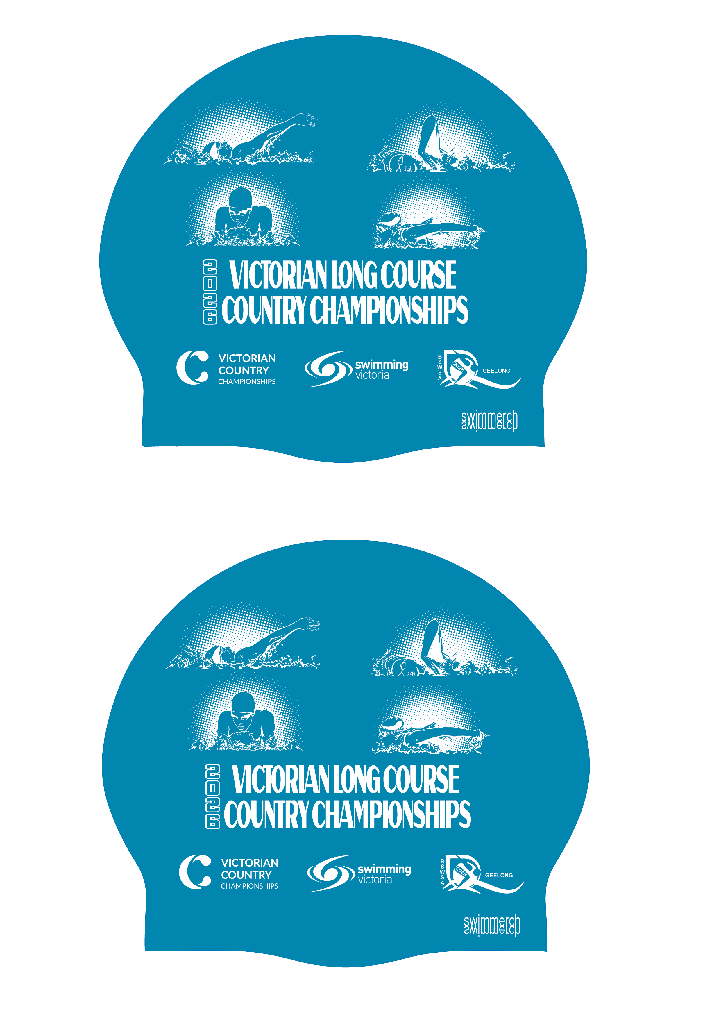 2026 VICTORIAN COUNTRY LONG COURSE CHAMPIONSHIP SILICONE SWIM CAP OCEAN BLUE