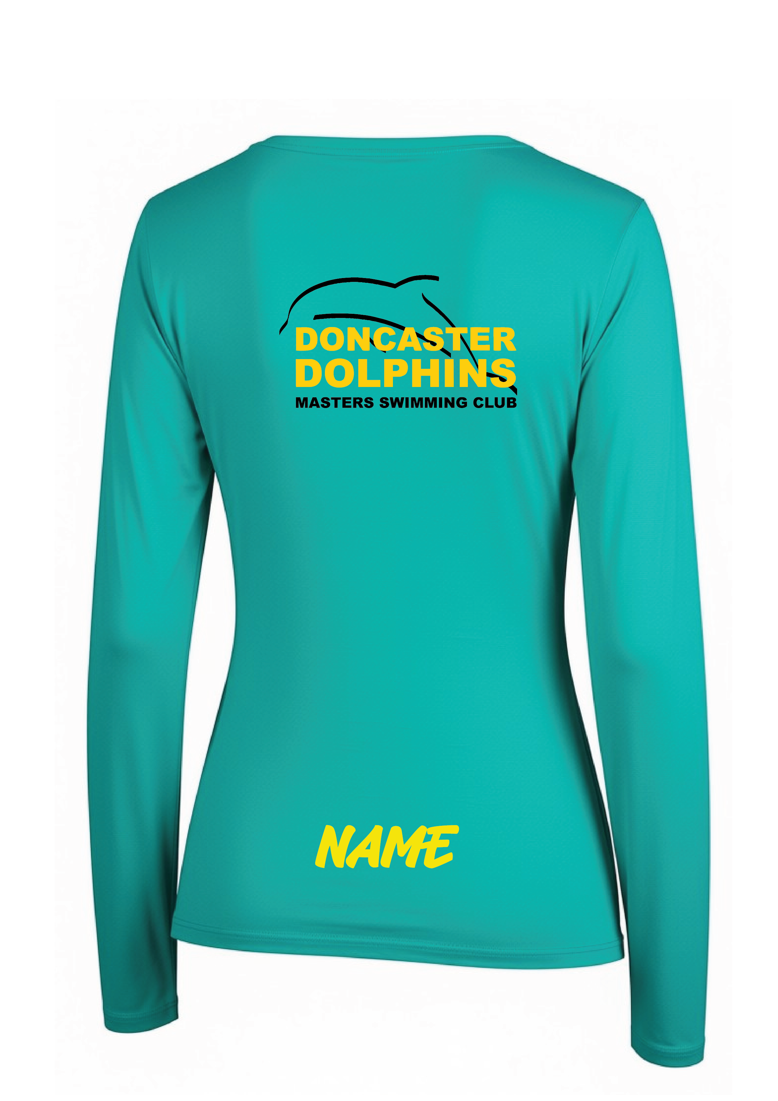 DONCASTER DOLPHINS LONG SLEEVE TEAL TEE- WOMENS