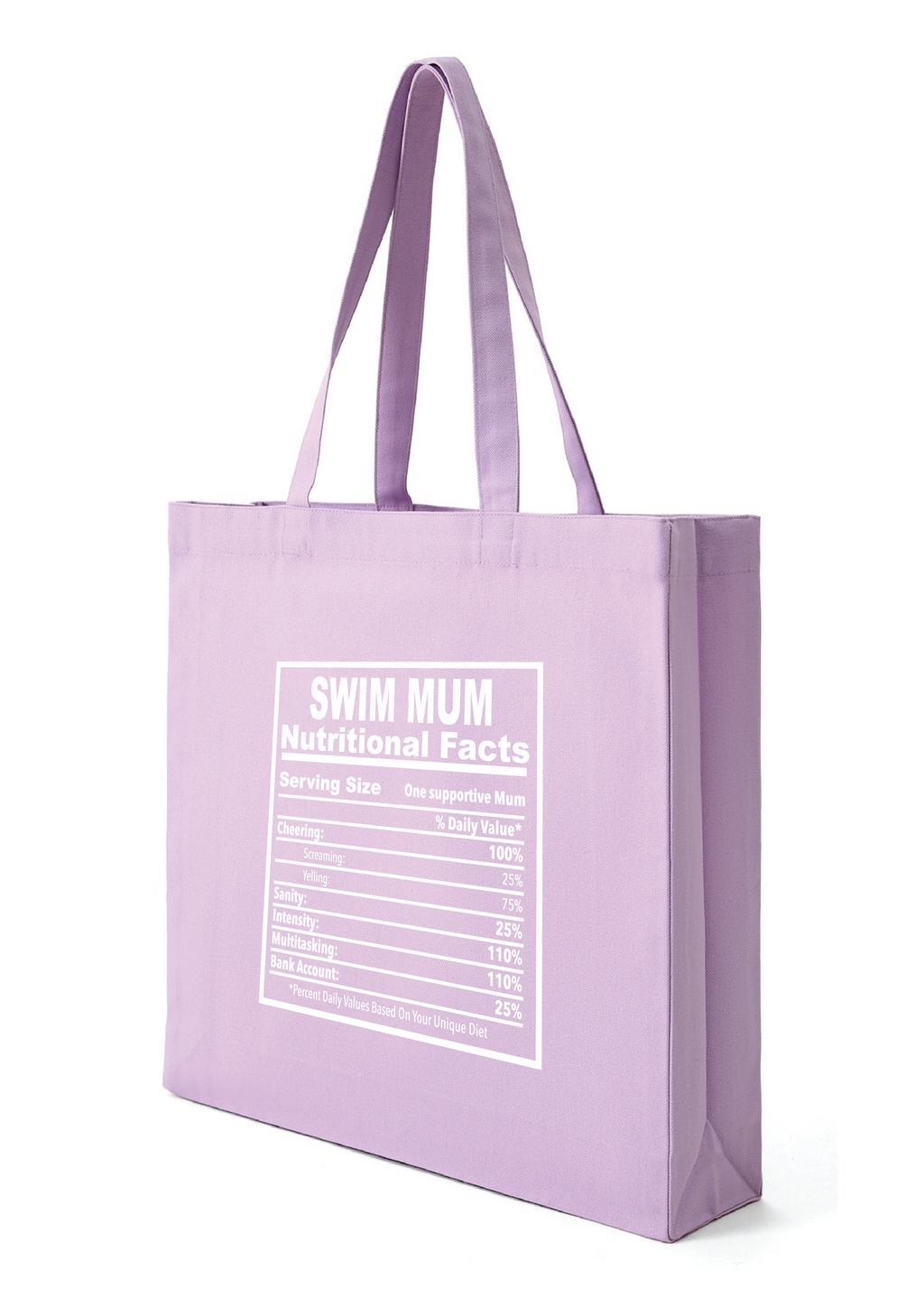 SWIM MUM - NUTRITIONAL FACTS TOTE BAG - 8 COLOURS AVAILABLE