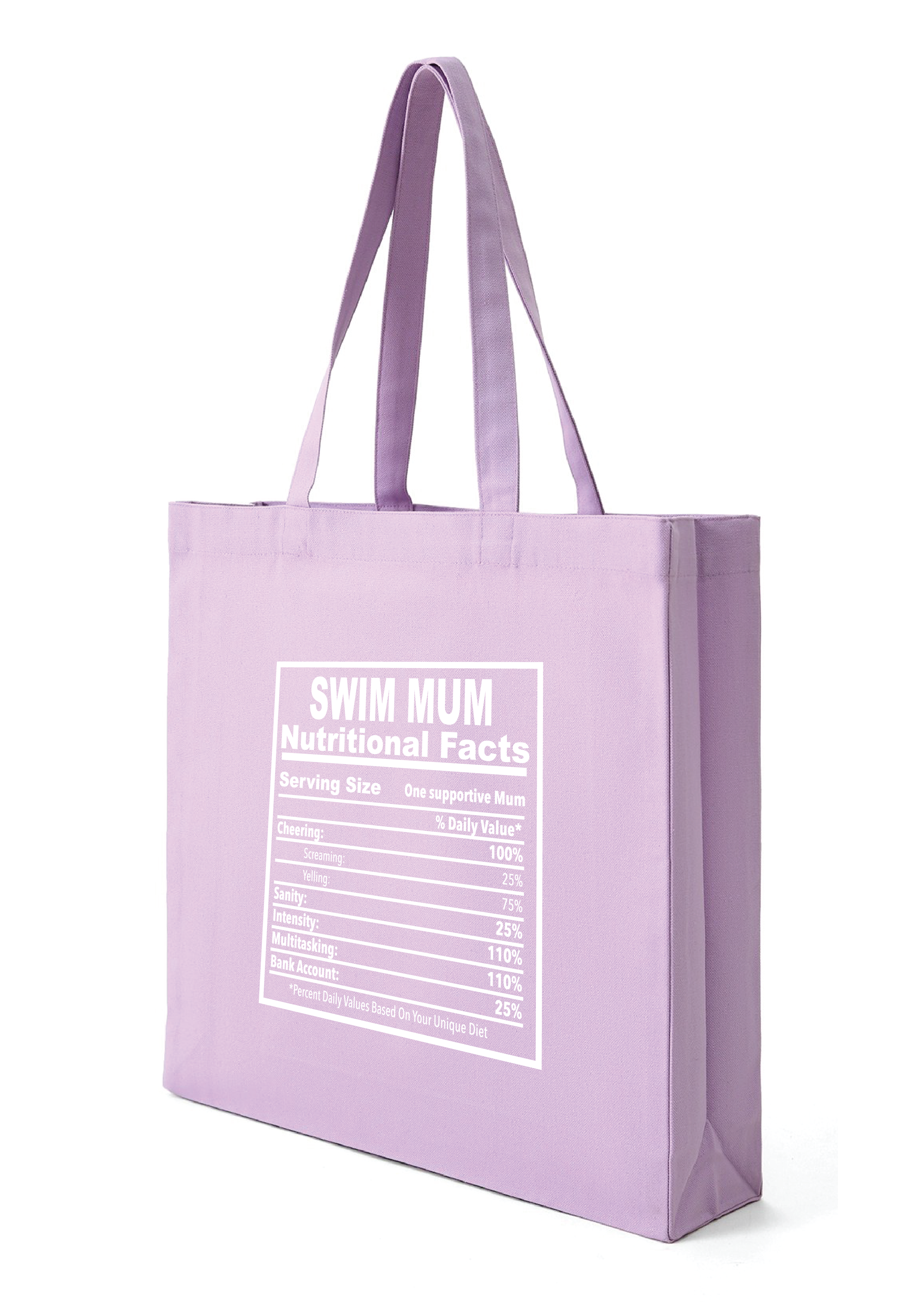 SWIM MUM - NUTRITIONAL FACTS TOTE BAG - 8 COLOURS AVAILABLE