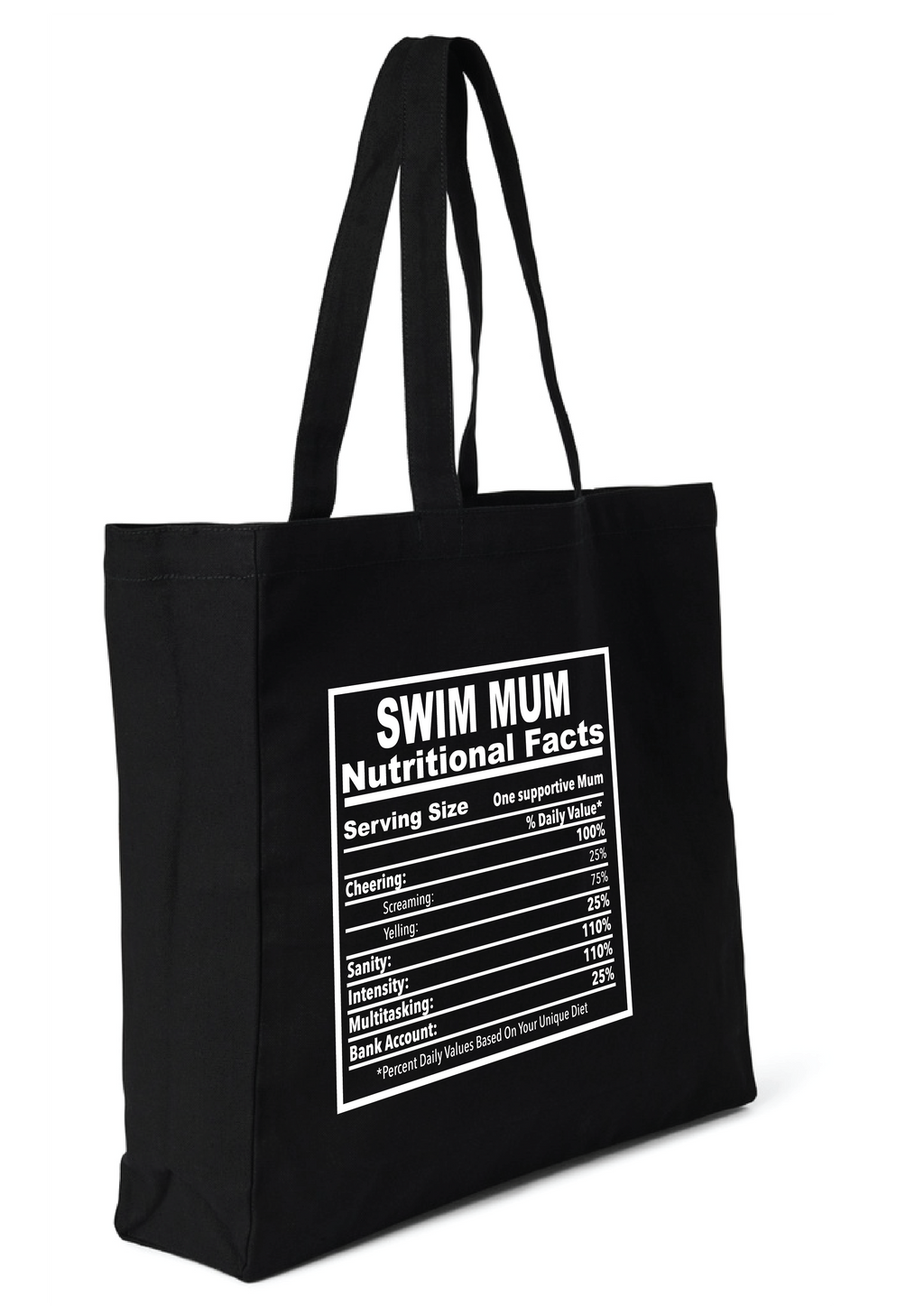 SWIM MUM - NUTRITIONAL FACTS TOTE BAG - 8 COLOURS AVAILABLE