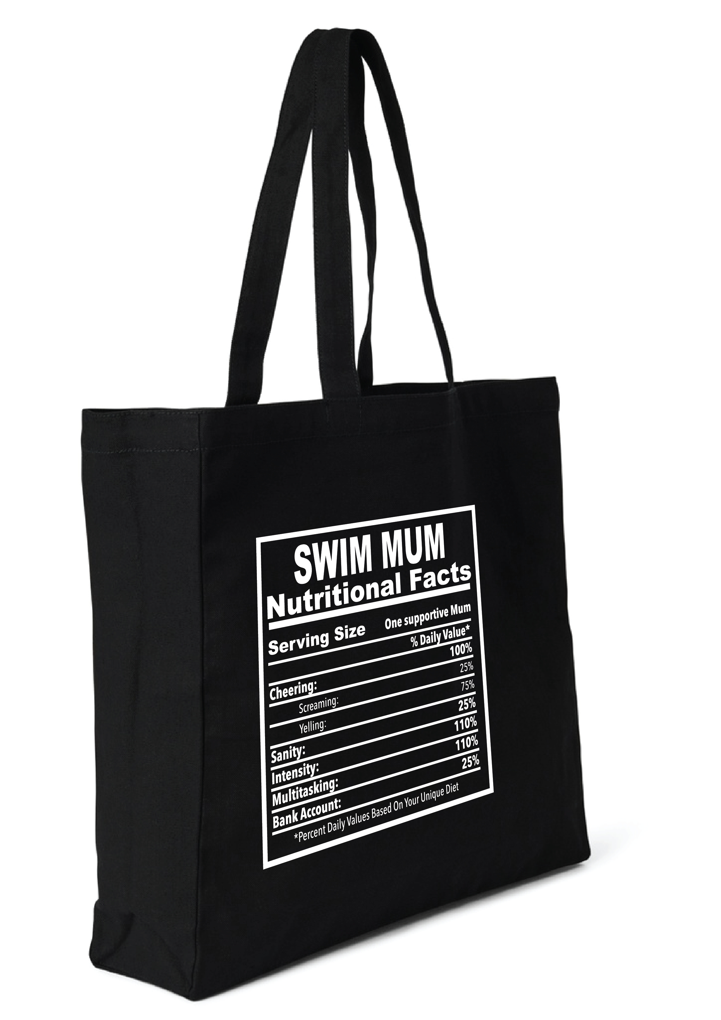 SWIM MUM - NUTRITIONAL FACTS TOTE BAG - 8 COLOURS AVAILABLE
