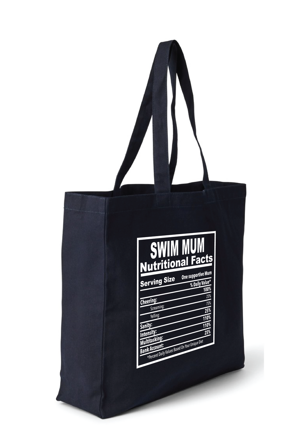 SWIM MUM - NUTRITIONAL FACTS TOTE BAG - 8 COLOURS AVAILABLE