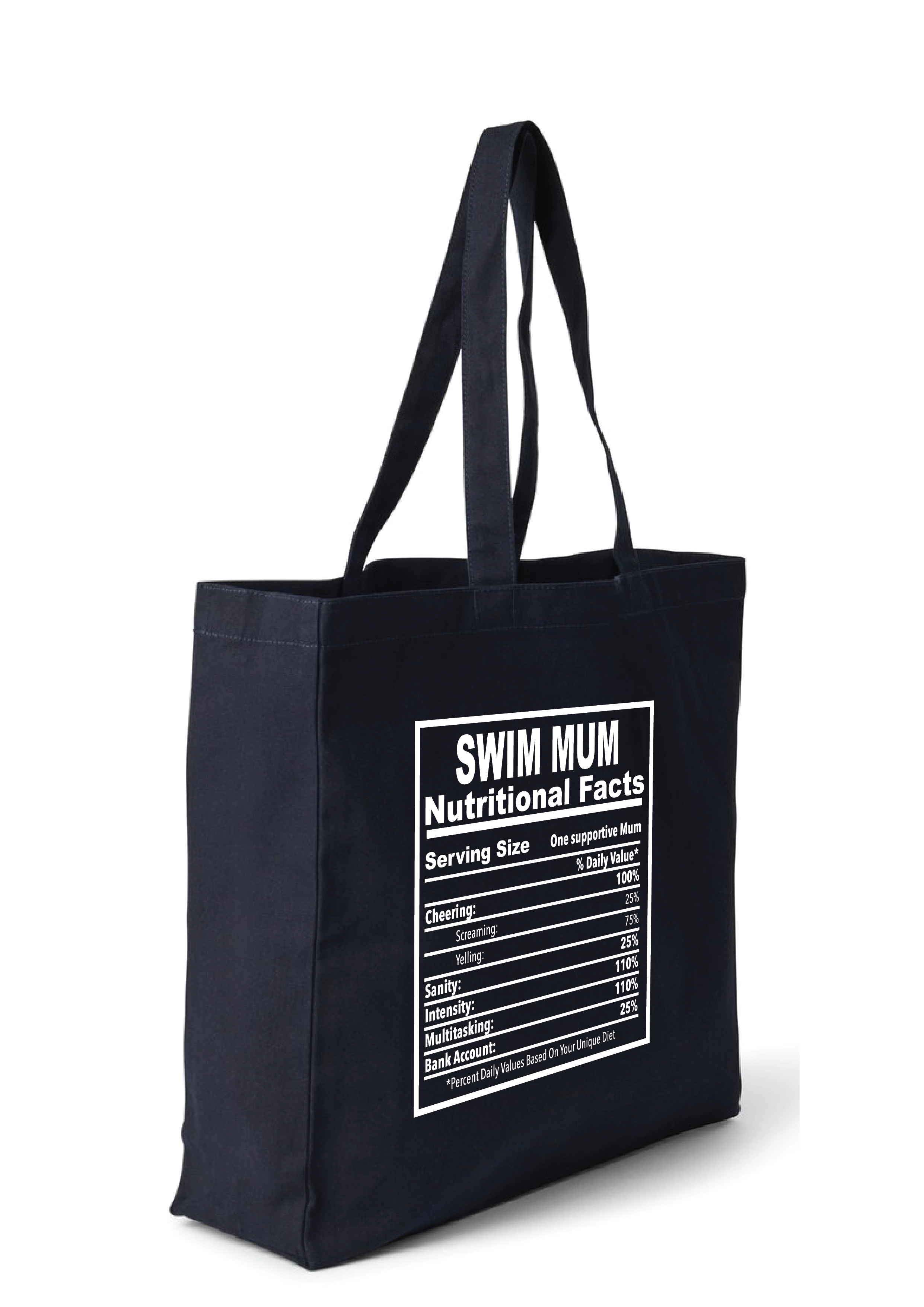 SWIM MUM - NUTRITIONAL FACTS TOTE BAG - 8 COLOURS AVAILABLE
