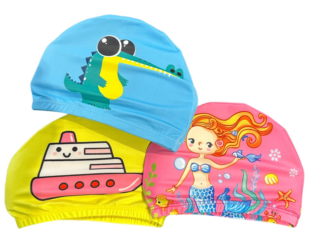 POLYESTER FABRIC SWIM CAP - MERMAID BULK QTY'S