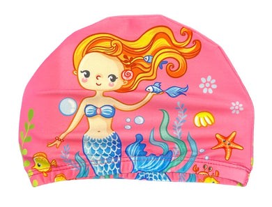 POLYESTER FABRIC SWIM CAP - SINGLE QTY - MERMAID