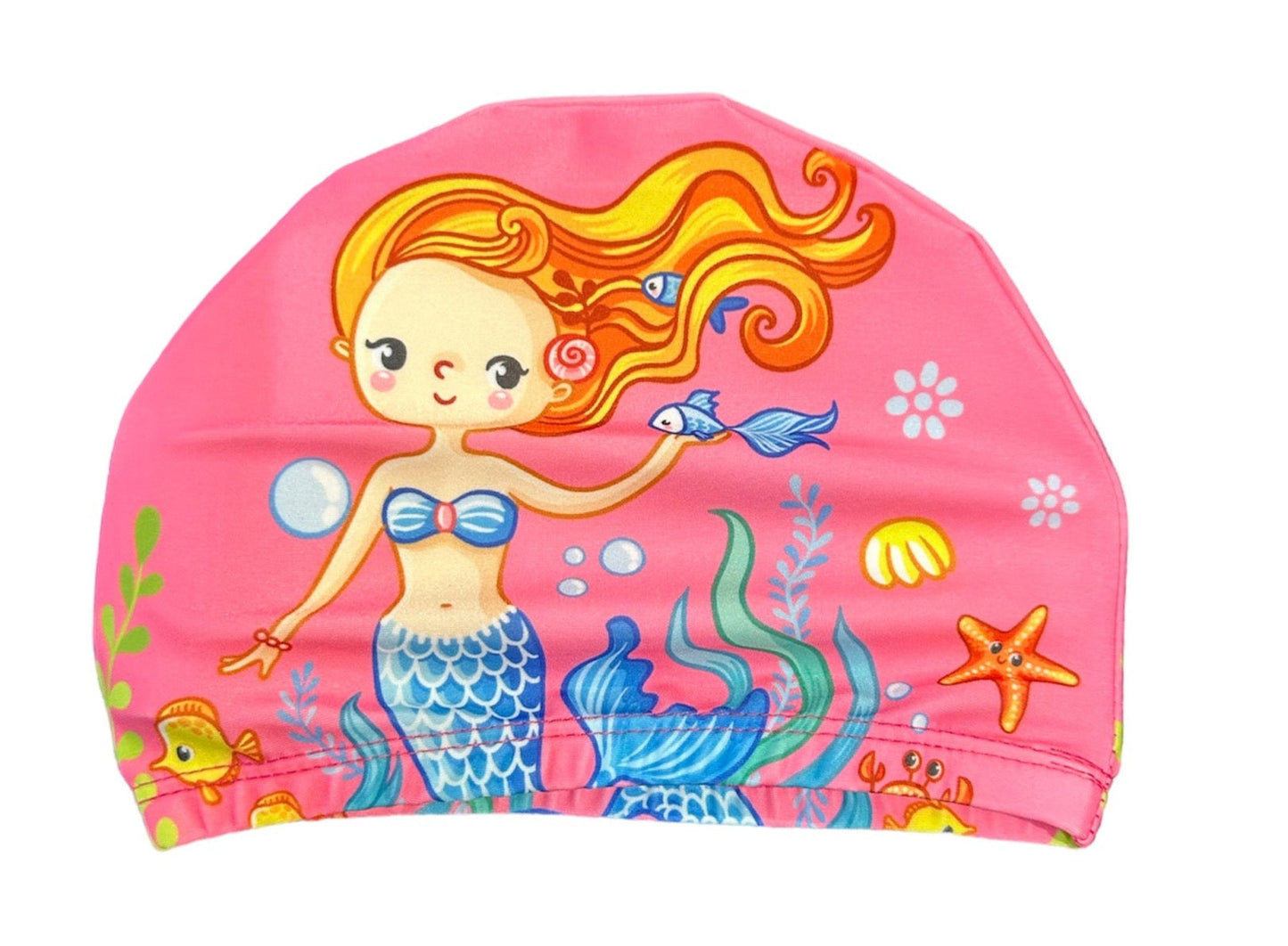 POLYESTER FABRIC SWIM CAP - SINGLE QTY - UNICORN