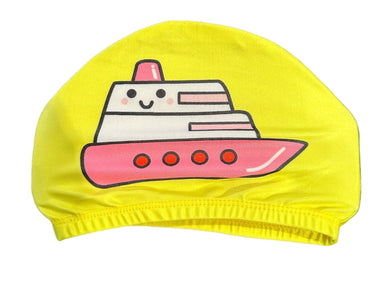 POLYESTER FABRIC SWIM CAP - TUG BOAT BULK QTY'S