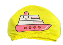 POLYESTER FABRIC SWIM CAP - SINGLE QTY - NARWHAL