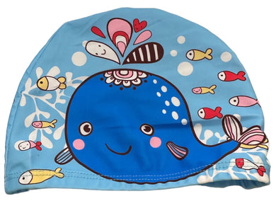 POLYESTER FABRIC SWIM CAP - SINGLE QTY - WHALE