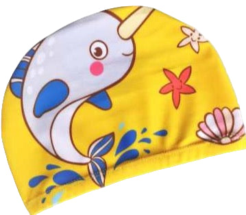 POLYESTER FABRIC SWIM CAP - NARWHAL