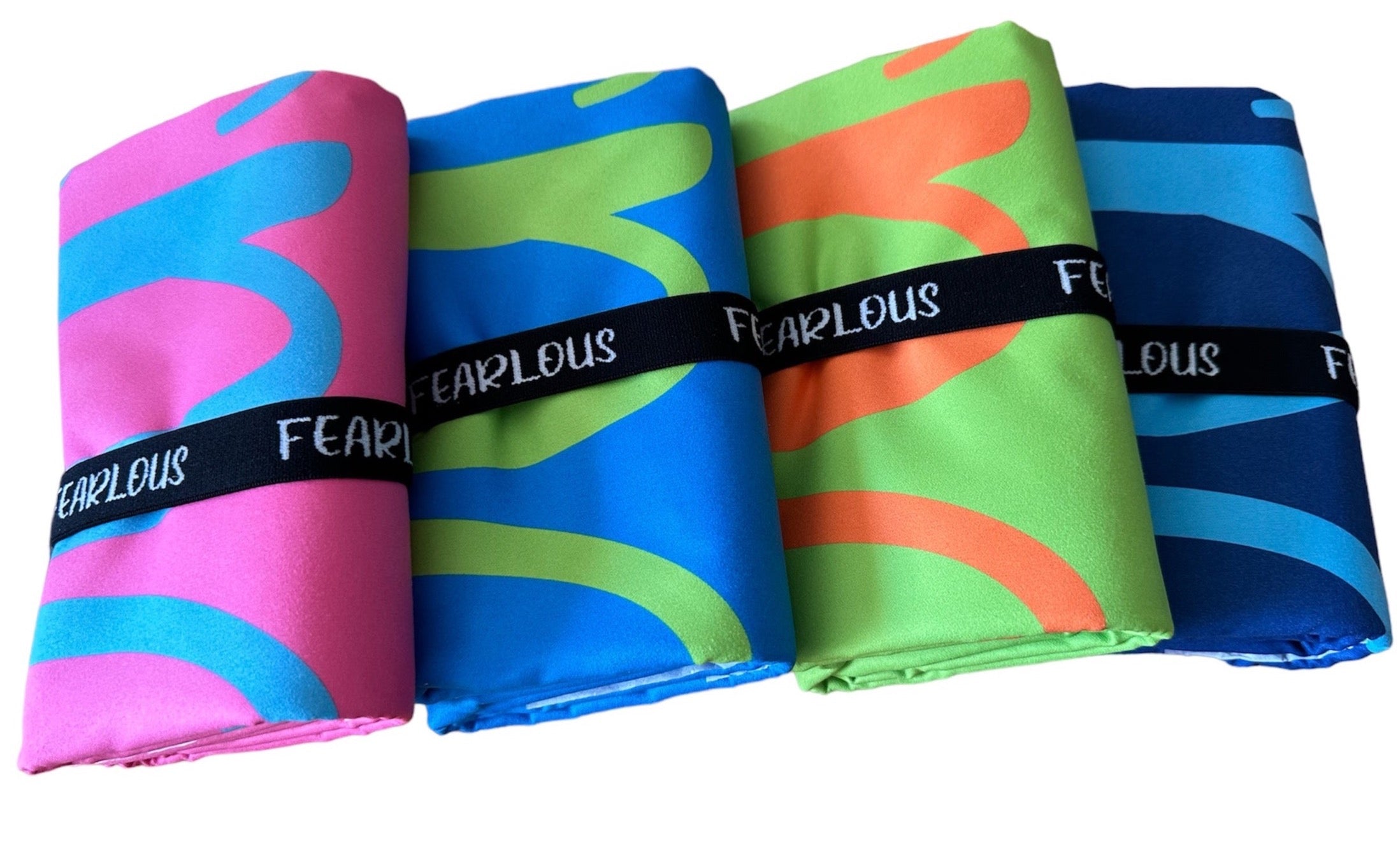 FEARLOUS Micro Fibre Towel - Aqua Blue/Lime Green