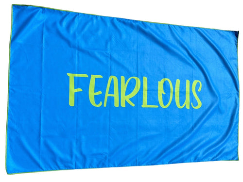 FEARLOUS Micro Fibre Towel - Aqua Blue/Lime Green