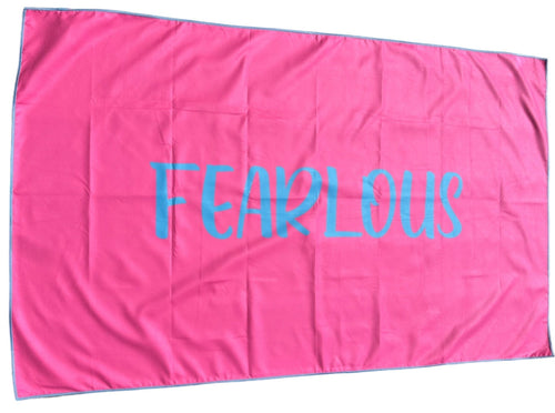 FEARLOUS Large Micro Fibre Towel - Pink/Aqua