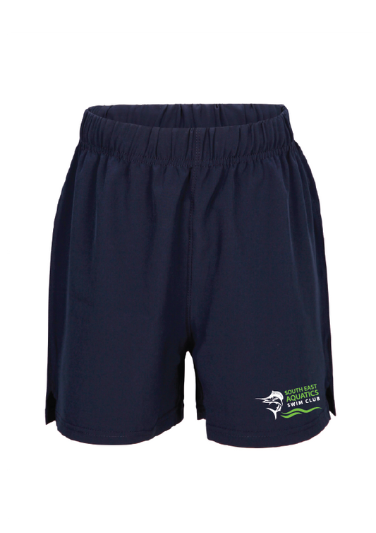 South East Aquatics swim club 4 X STRETCH  SHORTS - Kids & Unisex- Navy
