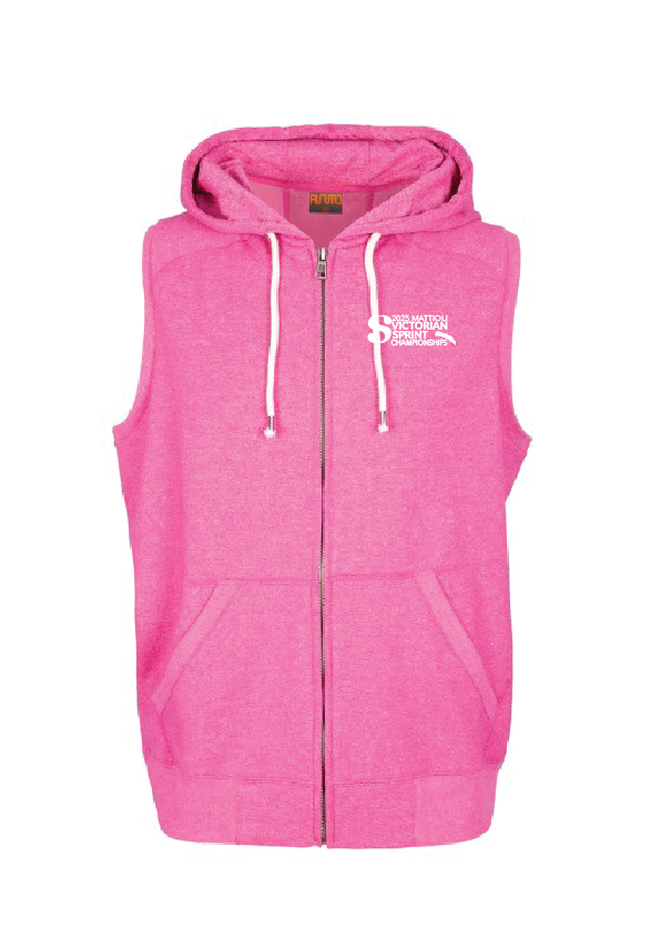 NEW ITEM 2025 VICTORIAN SPRINT CHAMPIONSHIP SLEEVELESS ZIP THRU HOODIE- MAGENTA