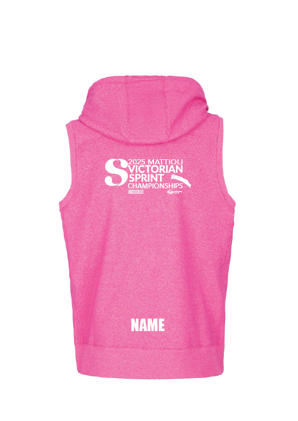 NEW ITEM 2025 VICTORIAN SPRINT CHAMPIONSHIP SLEEVELESS ZIP THRU HOODIE- MAGENTA