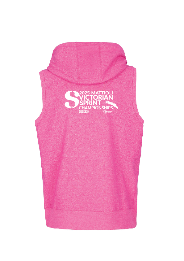 NEW ITEM 2025 VICTORIAN SPRINT CHAMPIONSHIP SLEEVELESS ZIP THRU HOODIE- MAGENTA