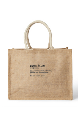 Eco - friendly Swim Mum jute bag