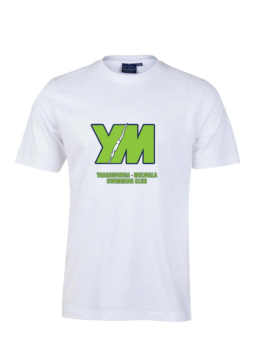 YARRAWONGA - MULWALA SWIM CLUB  SHORT SLEEVE CLUB TEE - WHITE UNISEX