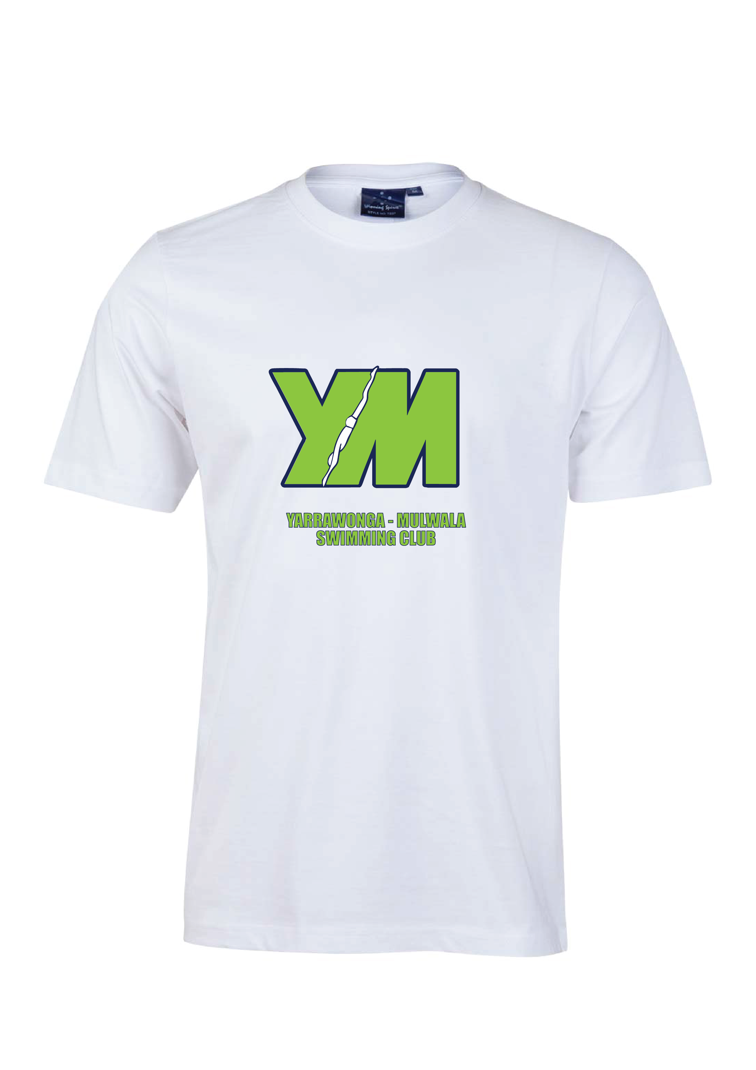 YARRAWONGA - MULWALA SWIM CLUB  SHORT SLEEVE CLUB TEE - WHITE UNISEX