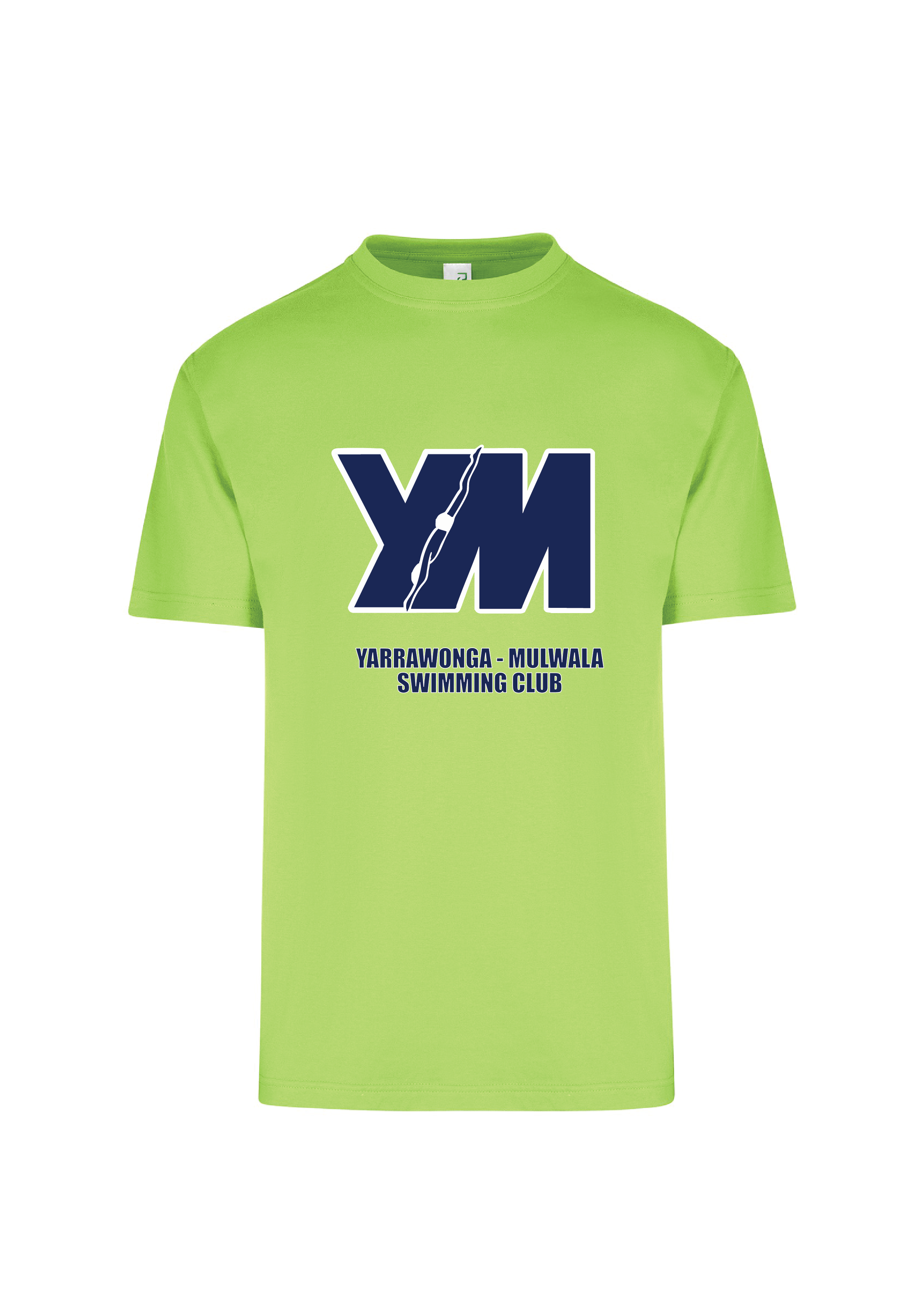 YARRAWONGA - MULWALA SWIM CLUB  SHORT SLEEVE CLUB TEE - LIME UNISEX